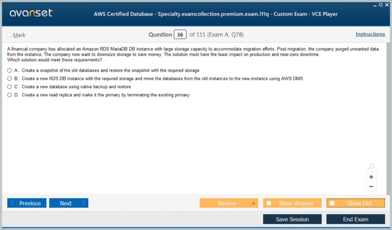 AWS Certified Database - Specialty Premium VCE Screenshot #3